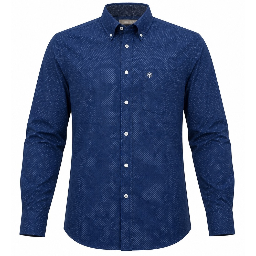 Ariat Mens Shirt Large Classic Fit Poka Dot Print LS Button Down